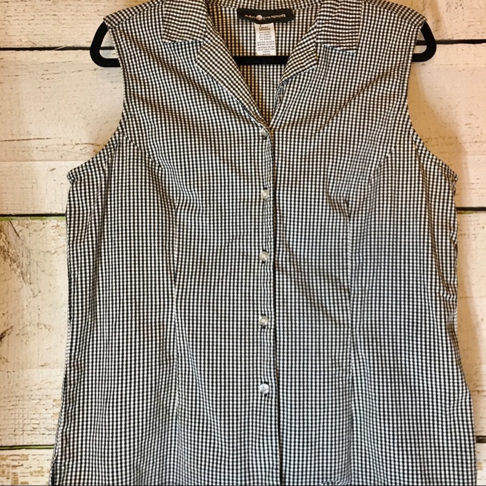 Sag Harbor Black and White Checkered Blouse
